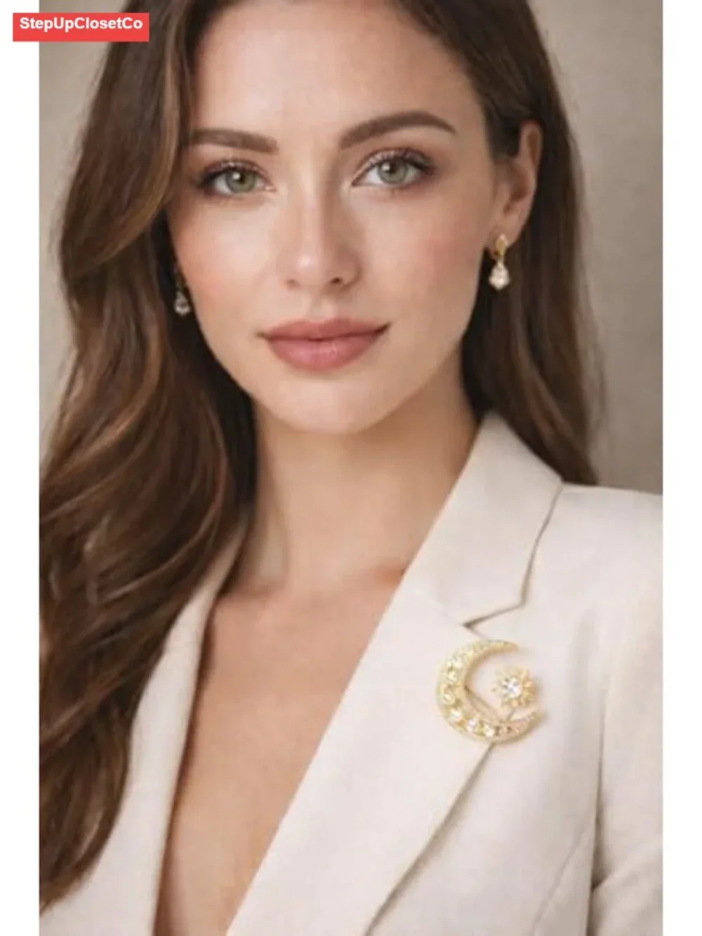 Celestial Moon Brooch Pin for Women Elegant Jewelry Gift for Jacket Scarf Bag
